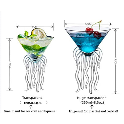 GAOGAO Octopus Cocktail Glass Creative Drinkware Bar Goblet Tools Snifters (Huge 2 Transparent) - color: Huge 2 Transparent (250ml), size: 8.5 Ounces