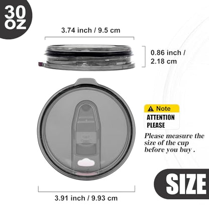 4 Replacement Lids for 30oz Stainless Steel Tumbler Lids - Only Replace The lid With A Top Diameter Of 3.91 inches (Bottom Diameter Of 3.74 inches) - color: 30OZ seal (2 Red + 2 Black)