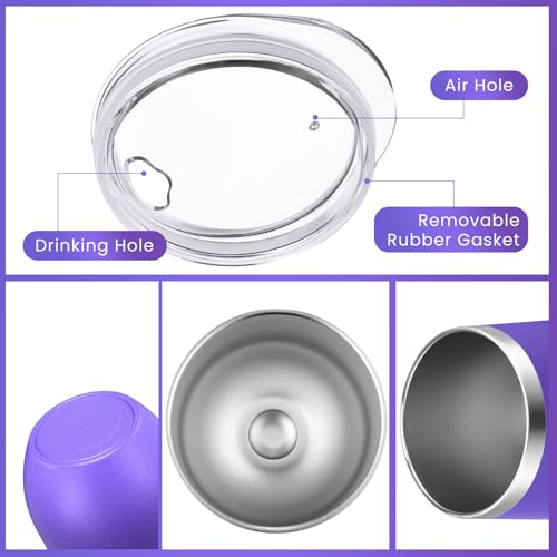 Remagr 16 Pack Stainless Steel Wine Tumblers 12 oz Insulated Vacuum Wine Cup Set Double Wall Stainless Steel Stemless Mug Glasses for Coffee Soda Whiskey Outdoor Travel (Purple) - color: Purple