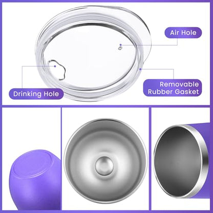 Remagr 16 Pack Stainless Steel Wine Tumblers 12 oz Insulated Vacuum Wine Cup Set Double Wall Stainless Steel Stemless Mug Glasses for Coffee Soda Whiskey Outdoor Travel (Purple) - color: Purple