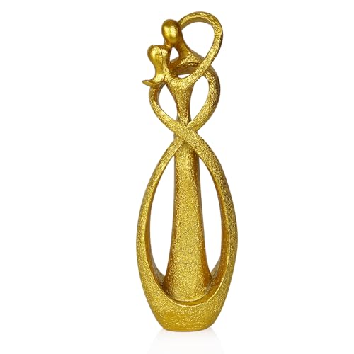 Trycooling Kissing Lovers Statue Abstract Sculpture, Gold, Small | Resin Statues Collectible Figurines, Modern Home Decoration for Living Room Office Shelves Coffee Table Desk Decor - color: Gold, size: Small
