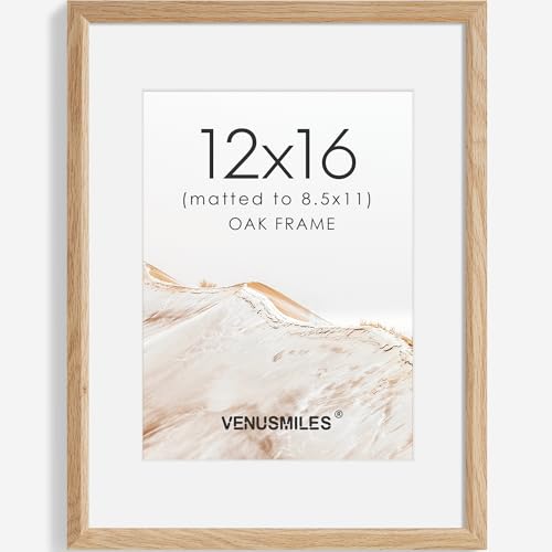 12x16 Picture Frame Natural Solid Oak Photo Frames with 8.5x11 Removable Mat Wall Hanging Large Handcrafted Frame with HD Plexiglass Wall and Tabletop Display Large Poster Frame - color: Oak, size: 12X16,1P