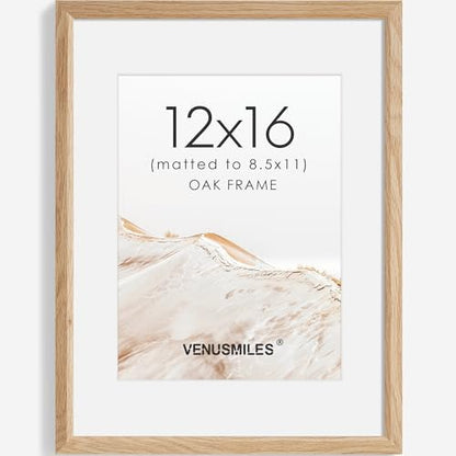 12x16 Picture Frame Natural Solid Oak Photo Frames with 8.5x11 Removable Mat Wall Hanging Large Handcrafted Frame with HD Plexiglass Wall and Tabletop Display Large Poster Frame - color: Oak, size: 12X16,1P