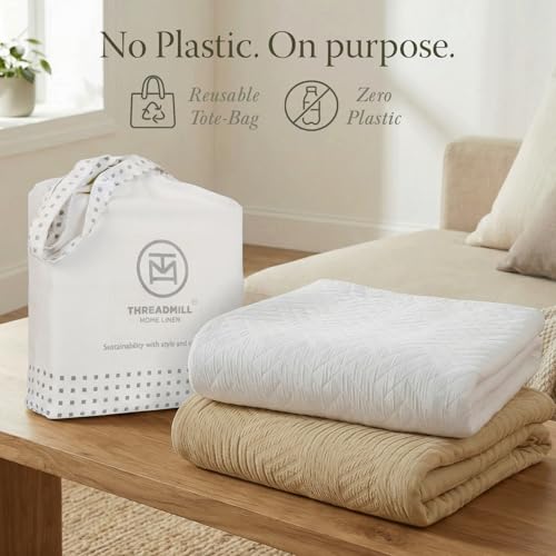Threadmill Cotton Twin Coverlet Blanket, Jacquard, Folkstone Blue, 68 x 90 | 100% Cotton, Jacquard Pattern, 350 GSM, 68x90 in, Moisture-Wicking, All-Season, Lightweight, OEKO-TEX Certified - color: Aster Folkstone Blue, size: Twin / Twin-XL