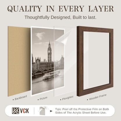 VCK 24x36 Poster Frames Brown - Wide Border Wood Picture Frame, Multi-Directional Display Family Photos, Office Prints, Studio/Gallery Art, Woodgrain Series, Wall Hanging, Set of 6 - color: Brown, size: 24 x 36