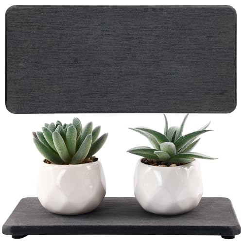 NiuYichee 2 Pcs Sink Stone Soap Trays, Water Absorbing Diatomite Tray Used for Hand Soap/Cosmetic Bottles/Dish Soap in the Kitchen/Bathroom Sink Countertop, Fast Dry Stone Tray with Non-Slip Pads - color: Dark Gray, size: 8.3" x 4" without groove