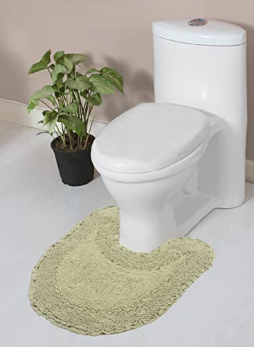 Home Weavers Double Ruffle Collection 100% Cotton Bathroom Rugs Set, Washable Rug, Extra Soft and Absorbent Bath Rug, Kitchen Mat, Bath Mat Set, Bath Floor Mat Non Slip, 20"x20" Contour, Sage - color: Sage, size: 1'8" x 1'8" (Contour)