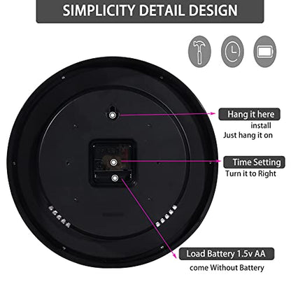 Black Wall Clock,Non Ticking 10 In,Modern,Quality Quartz Battery Operated - color: Black/White, size: 10”