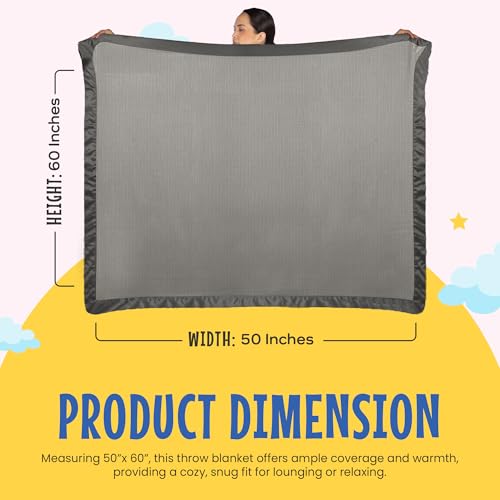 Thermal Waffle Knit Throw Blanket Satin Trim Gray 50" x 60" | Adult throw blanket with soft lightweight waffle knit design, satin trim & breathable layer for couch, bed & living room use. - color: Gray - Satin Trim