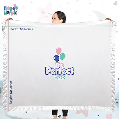 Thermal Waffle Knit Throw Blanket Satin Trim White 50" x 60" | Adult throw blanket with soft lightweight waffle knit design, satin trim & breathable layer for couch, bed & living room use. - color: White - Satin Trim