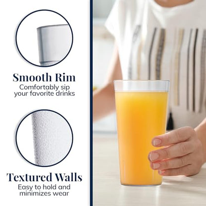 US Acrylic Cafe Plastic Reusable Tumblers, Clear, 32-Ounce, Set of 12 | Iced-Tea Cups, Restaurant Style, Stackable, BPA-Free, Made in USA - color: Clear, size: 32 ounces
