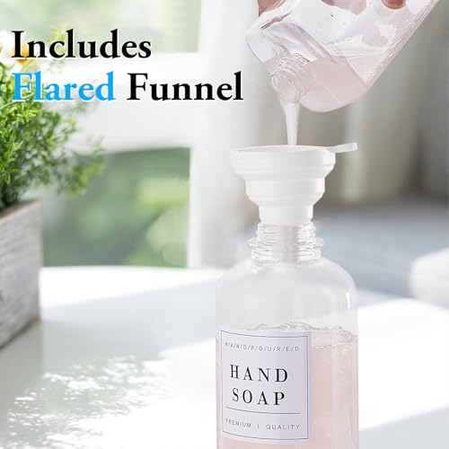 Dish and Hand Soap Dispenser,Set of 2 * 16.9oz | Glass Soap Dispenser with Black Pump,Tray,Funnel,500ML Countertop Soap and Lotion Dispenser for Kitchen, Bathroom,Shower - color: Ks-5010-34y-2b