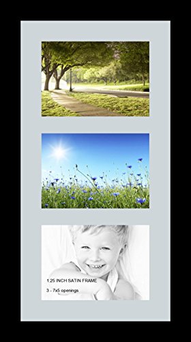 ArtToFrames Collage Photo Frame Single Mat with 3-5x7 Openings with Satin Black Frame and Baby Blue mat. - color: 3 - 5x7 - (2157), size: Baby Blue