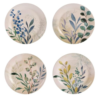Bico Botanical Valley Salad Plates Set of 4, 8.75 Inch Ceramic Dessert Plates for Salad, Appetizer, Side Dishes, Microwave and Dishwasher Safe, Gift for Housewarming and Thanksgiving - color: Botanical Valley