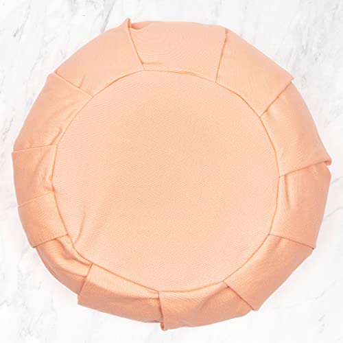 Myga Zafu Yoga Meditation Cushion with Washable Cover - Floor Cushion Pillow with Natural Buckwheat Filling - Soft Round Cotton Design for Meditating or Pranayama Exercises - color: Pink