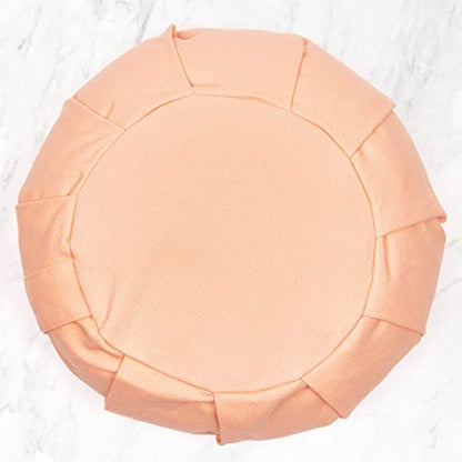 Myga Zafu Yoga Meditation Cushion with Washable Cover - Floor Cushion Pillow with Natural Buckwheat Filling - Soft Round Cotton Design for Meditating or Pranayama Exercises - color: Pink