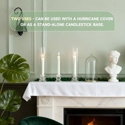 20 Pack Glass Hurricane Candle Holders 12.6" Open Ended Candlestick Tubes | Clear Bottomless Cylinders Holder Suitable Taper LED Candles for Wedding Party Christmas Table Centerpiece Decor
