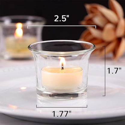 Letine Tealight Candle Holder Set of 12- Clear Glass Votive Candle Holders Bulk for Valentine's Day Decorations, Wedding, Party & Home Decor