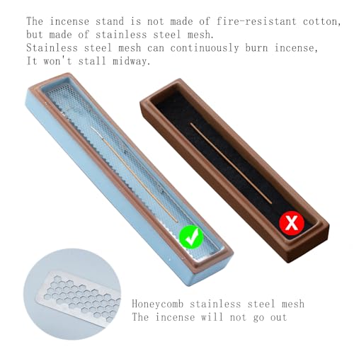 CEREMONY Incense Holder for Sticks, Ceramic Insence-Stick Holder Ash Catcher, Incense Holder Timkburner for Meditation Yoga Spa Room Incense Holder (Mesh-Blue) - color: Mesh-blue