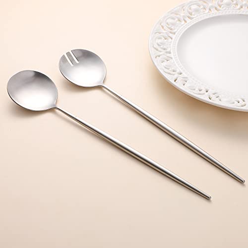 Salad Servers,Spoon and Fork Set 11.41 inch,18/10 Stainless Steel Salad Serving Silver - color: silvelr