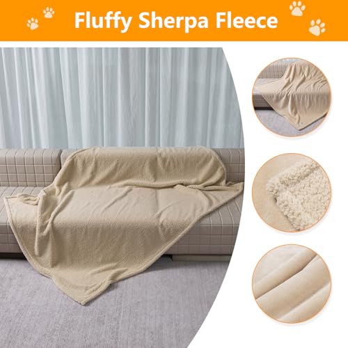 Cream Pet Blanket Couch Throw Blankets for Dogs Cats Waterproof Bed Cover Puppy Leakproof Warm Sherpa Fleece Sofa Covers Washable-XS-28X20in - color: Cream, size: XS-50*70cm(20*28in)