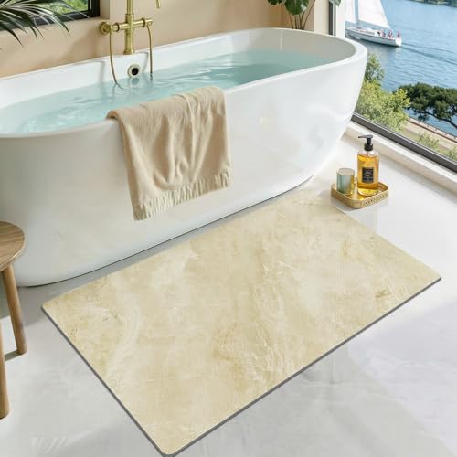 LUMI Non Slip Ultra Thin Bath Mat, Low Pile Quick Dry, Beige, 24x36 | Low Profile Absorbent, Fits under Door, for Bathroom, Shower, Sink, Doorway, Entrance - color: Beige, size: 24"x36"