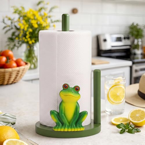 Frog Paper Towel Holder Cute Frog Kitchen Decor Countertop Toilet Paper Towel Stand 12.5 Inch Resin Decorative Funny Animal Gifts for Bathroom, Kitchen, Farmhouse, Home Decor - style: Frog