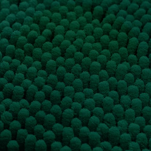 HOMEIDEAS 3 Pieces Bathroom Rugs, Ultra Soft Non Slip Absorbent Chenille Toilet Bath Mat Set (Dark Green) - color: Green-dark Green, size: 17"x24"+20"x32"+U Shape 20"x24"