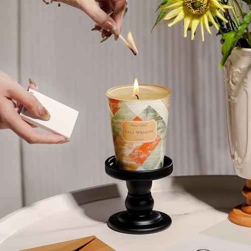 HomeLights Soy Wax Candles for Home Scented, 1-Wick Candles in Fall Wreath Scented, Rustic Modern Aromatherapy Candles Gift for Parties, Relaxing, 6.7oz - color: Fall Wreath