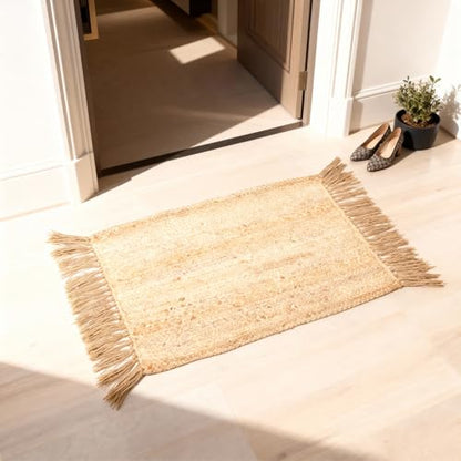 Jute Rug 2x3 Natural Fiber Braided Rugs Farmhouse Woven Reversible Kitchen Area Rug, 100% Pure Plant Fiber Entry Rug, Indoor Entryway Floor Doormat, 24x36 Rectangular - size: 2' x 3' (Rectangular)
