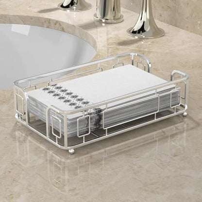 Guest Towel Holder Tray for Bathroom Countertop, Silver Metal | Guest Bathroom, Powder Room & Vanity Use - color: G - Silver Guest Towel Holder Tray, size: Guest Towel Holder