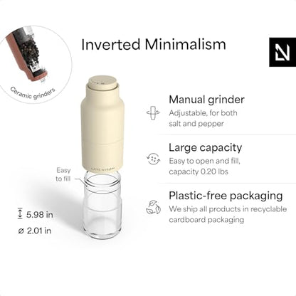 LARS NYSØM Salt and Pepper Grinder Set, Stainless Steel Manual Salt and Pepper Mills, Adjustable Ceramic Grinder, Design Spice Shakers (Red/Beige) - color: Brick Red/Almond Beige