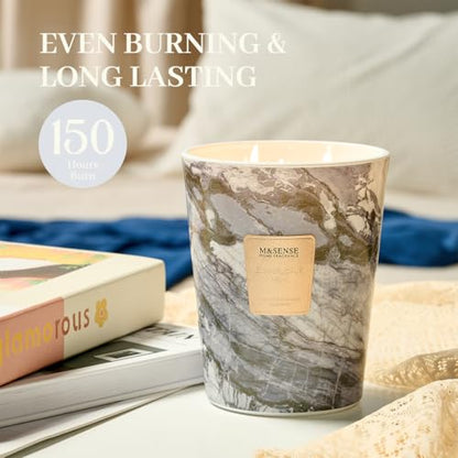 M&SENSE Extra Large Candle 35oz 150H EucalyptusMint Scented Candle, 3 Wick Highly Scented Jar Candle, XL Candles Gift for Stress Relief, Meditation, Yoga - color: EucalyptusMint, size: Large