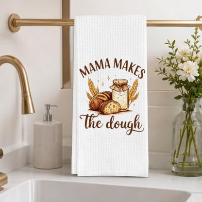 Sourdough Baking Gifts Dish Towels for Women Hostess, Baker Mom Waffle Weave Kitchen Towels for Bread Lover, Mama Makes The Dough - color: Dough