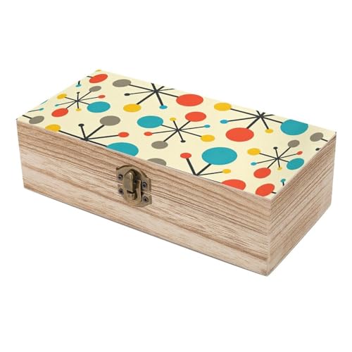 Retro Mid Century Wooden Keepsake Box Wood Memory Box with A Hinged Lid Wooden Storage Boxes Wood Gift Boxes for Picture Letter Time Capsule Keep Memories 8 * 3.7 * 2.3in