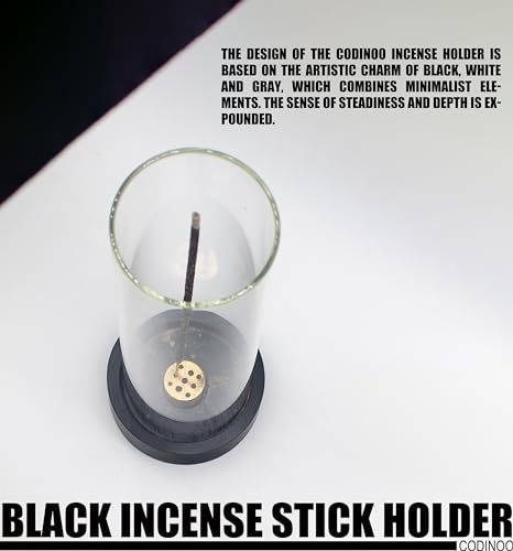 Incense Holder for Sticks,Modern Incense Stick Holder with Glass Ash Catcher[Anti ash Flying], Incense Burner Holder,Zen Glass Incense Holder,for Spa Home Decor Yoga Meditation[Black]