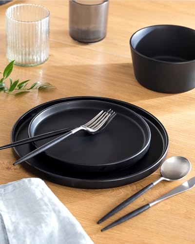PURE LIVING INTERIOR DESIGN Stoneware Cereal Bowls Set of 4, 26.7 oz Scratch Resistant Ceramic Soup Bowl - color: Matte Black, size: Set (4pcs)