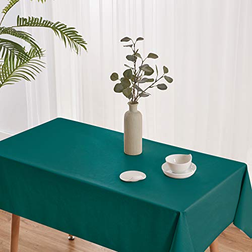 NLMUVW Square Vinyl Tablecloth 100% Waterproof Spill Proof PVC Table Cloth Wipe Clean Table Cover for Kitchen Dining Picnic, Teal, 42 x 42 Inch - color: Teal, size: 42" x 42" (Square)