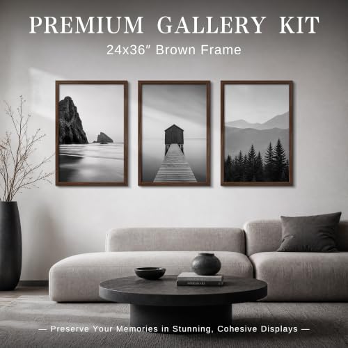 VCK 24x36 Poster Frames Brown - Wide Border Wood Picture Frame, Multi-Directional Display Family Photos, Office Prints, Studio/Gallery Art, Woodgrain Series, Wall Hanging, Set of 6 - color: Brown, size: 24 x 36