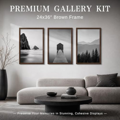 VCK 24x36 Poster Frames Brown - Wide Border Wood Picture Frame, Multi-Directional Display Family Photos, Office Prints, Studio/Gallery Art, Woodgrain Series, Wall Hanging, Set of 6 - color: Brown, size: 24 x 36