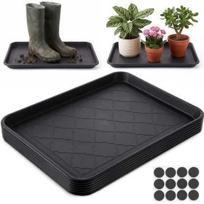 Novabright 6 Pcs Boot Tray with 24 Pcs Anti-Slip Pads Waterproof Boot Mat Wet Shoe Tray & Pet Food Mat, Multi-Purpose Garden Tool for Entryway Indoor Boots Shoes Pets (16.7x12.8 Inch) - size: 16.7x12.8 Inch