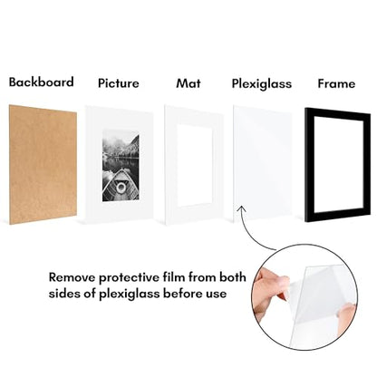 Americanflat 6.5x8 Picture Frame 2-Pack - Matted to 3.5x5 - Black | Slim Molding construction, Polished plexiglass front, wall or tabletop display with included easel, triangle hangers included - color: Black, size: 6.5x8
