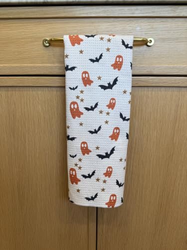 Kitchen Towels, Dish Towels for Kitchen, 3 Pc Kitchen Towel Set | Microfiber Waffle Towels, 16 x 26 inches, with Hanging Loops, Reusable Tea Towels, Cute Kitchen Towels - 3 Pack - color: Halloween Ghosts