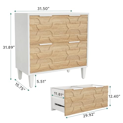 Tribesigns 2-Drawer File Cabinet, White & Walnut - color: Walnut and White
