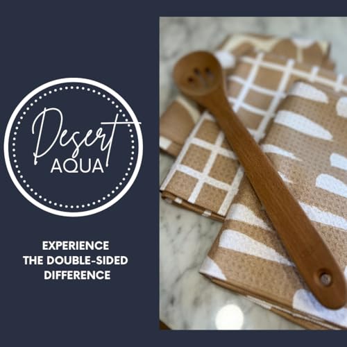 Kitchen Towels, Dish Towels for Kitchen, 3 Pc Kitchen Towel Set | Microfiber Waffle Towels, 16 x 26 inches, with Hanging Loops, Reusable Tea Towels, Cute Kitchen Towels - 3 Pack - color: Tan