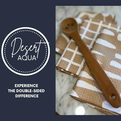 Kitchen Towels, Dish Towels for Kitchen, 3 Pc Kitchen Towel Set | Microfiber Waffle Towels, 16 x 26 inches, with Hanging Loops, Reusable Tea Towels, Cute Kitchen Towels - 3 Pack - color: Tan