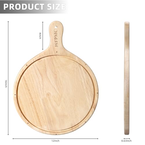 Rubber Wood Cutting Board with Handle, Round Serving Board, Dining Board, Chopping Board for Meat, Cheese Board, Vegetables, Bread, Charcuterie, Large 16"x12"x0.6" - size: 16"L x 12"W