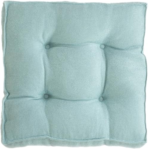 Square Poly-Cotton Seat Cushions (Pack of 1/2/4) – 3 Inch Thick Tufted Floor Pillows & Chair Pads, Soft Tatami Mat for Dining Room, Office, Kitchen & Living Room(Aqua Green,45x45cm 1pc) - color: Aqua Green, size: 45x45cm 1pc