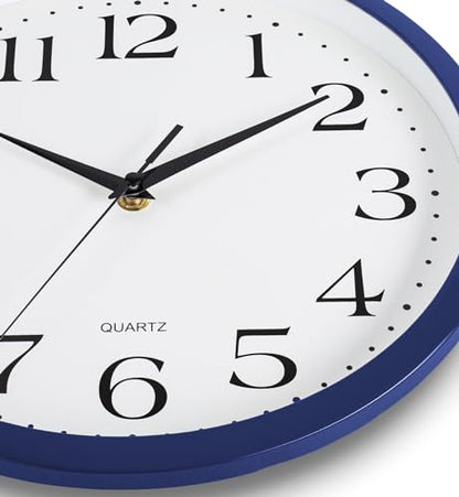 Bernhard Products Navy Wall Clock Silent Non Ticking - 12 Inch Quality Quartz Battery Operated Round Easy to Read Home/Kitchen/Office/Classroom/School Clock - color: Navy, size: 12 Inch