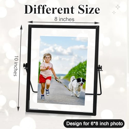 12 Pack Black Floating Photo Frame, 6 x 8 Inches Double Glass Desktop Picture Frames with Metal Stand for Pictures Photos Pressed Flowers Desk Tabletop Display - color: Black, size: 6 x 8 inches